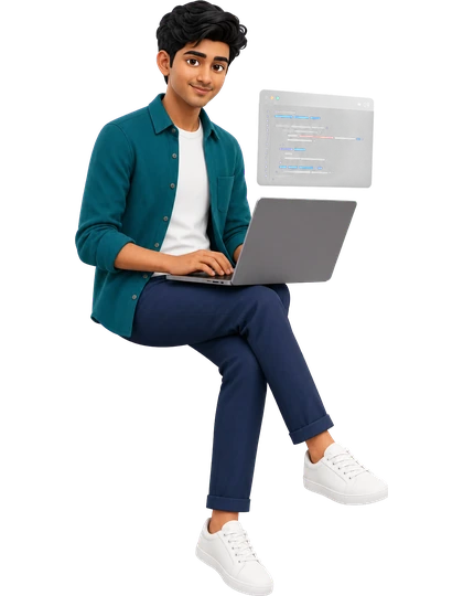 Web and AI engineer working on a laptop